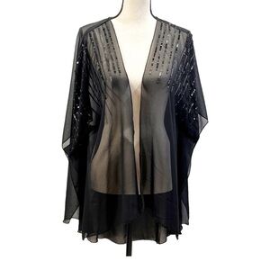 Sequined kimono top woman’s black evening wrap cover up
